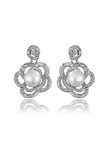 High Quality Flower Shaped Artificial Pearl Drop Earrings