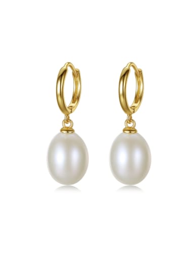 Pure silver 10-11mm natural pearl gold ear buckle
