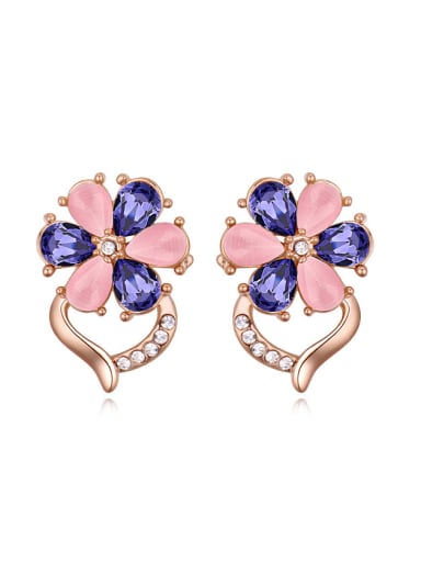Exquisite Water Drop austrian Crystals-accented Flower Stud Earrings