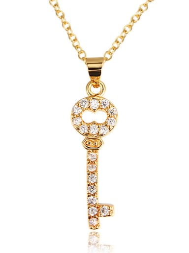 High Quality 18k Gold Plated Key Shaped Zircon Necklace