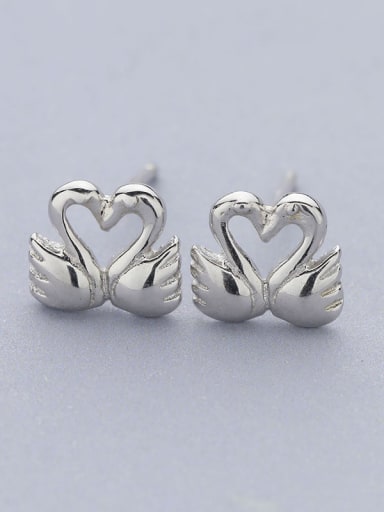 Tiny Double Swan 925 Silver Stud Earrings