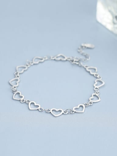 Fashion 925 Silver Heart Shaped Bracelet