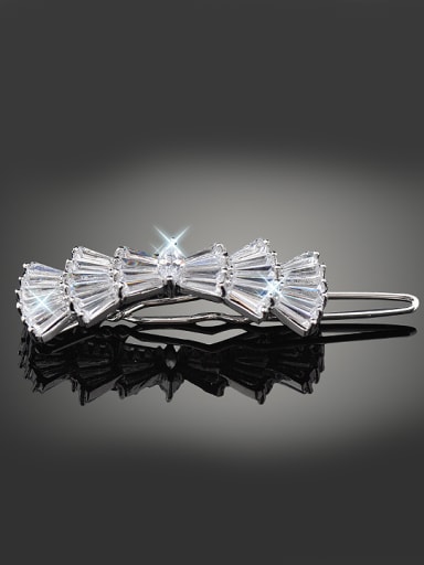 Fashion Zircon-studded Bowknot Copper Hairpin