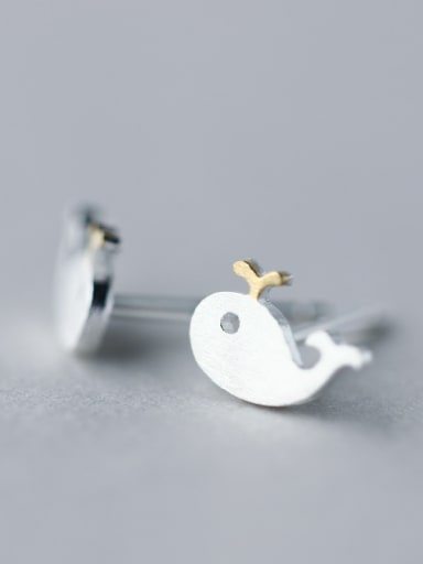 Exquisite Gold Plated Fish Shaped S925 Silver Stud Earrings