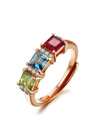 Multi-color Garnet Gemstones Multistone ring