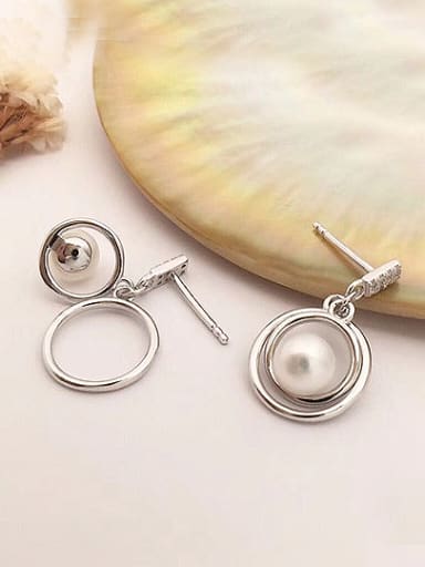 Freshwater Pearl Double Circle drop earring