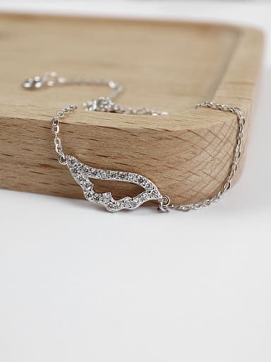 Fashion Cubic Zircon-studded Hollow Wing Silver Bracelet