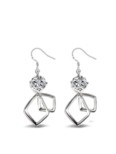 Double Hollow Square Shaped Fashionable Drop Earrings