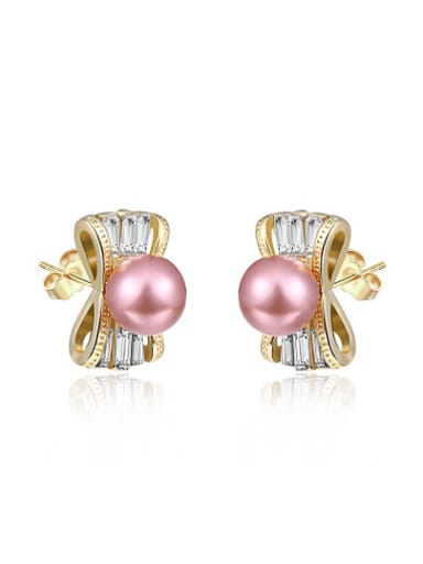 Exquisite Pink Bowknot Shaped Stud Earrings