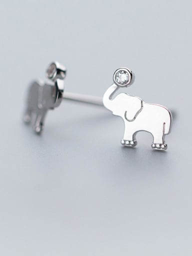 Lovely Elephant Shaped Rhinestone S925 Silver Stud Earrings