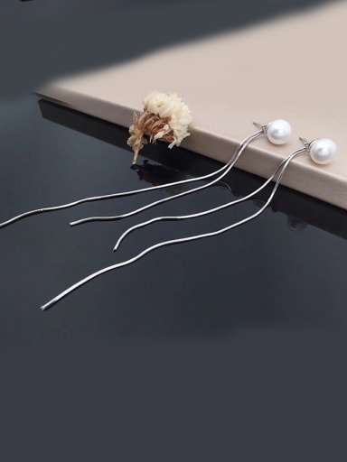 Fashion Freshwater Pearl Drop threader earring