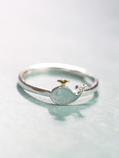 Simple Tiny Dolphin 925 Silver Women Ring