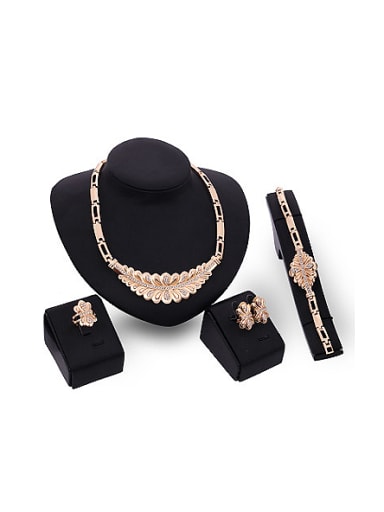 2018 2018 2018 Alloy Imitation-gold Plated Fashion Rhinestones Four Pieces Jewelry Set