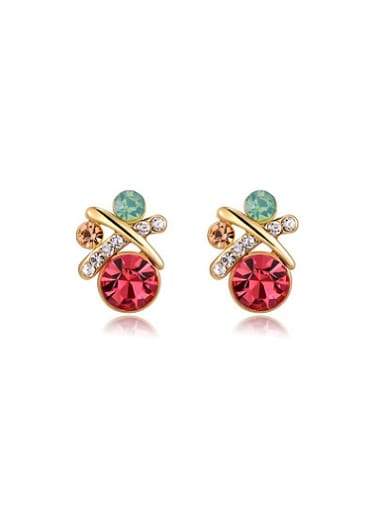Colorful Austria Crystal Round Shaped Stud Earrings