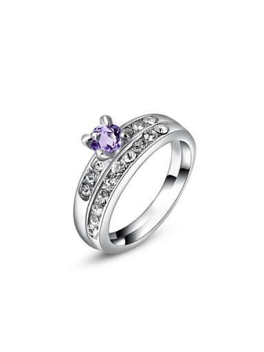 Exquisite Purple Zircon Platinum Plated Ring