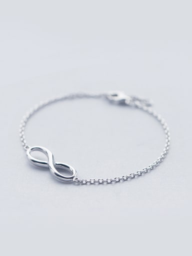S925 Silver Simple Elegant Smooth 8 Figure Shape Bracelet