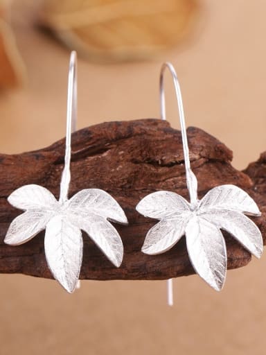 Simple Maple Leaf Silver hook earring