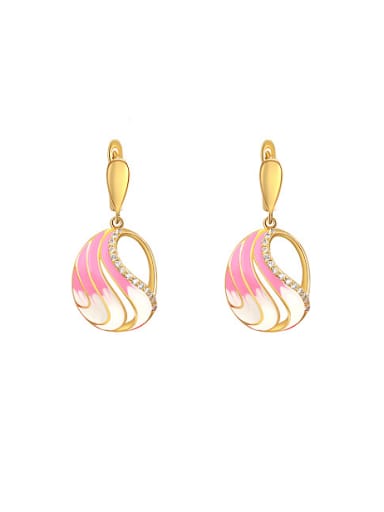 Creative Pink Petal Shaped Zircon Drop Earrings
