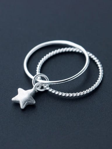 Exquisite Double Layer Design Star Shaped S925 Silver Ring