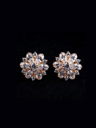 Exquisite Zircon Champagne Gold Plated Anti allergy  Cluster earring