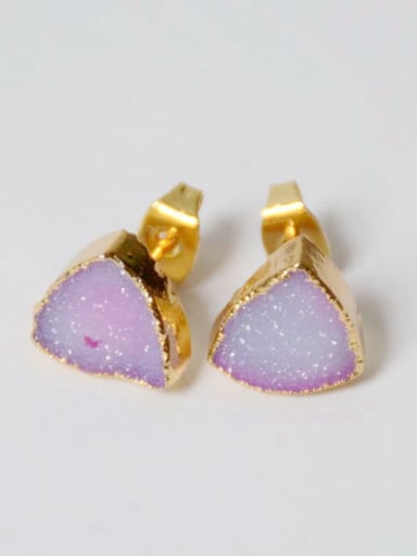 Tiny Triangle Natural Crystal Gold Plated Stud Earrings