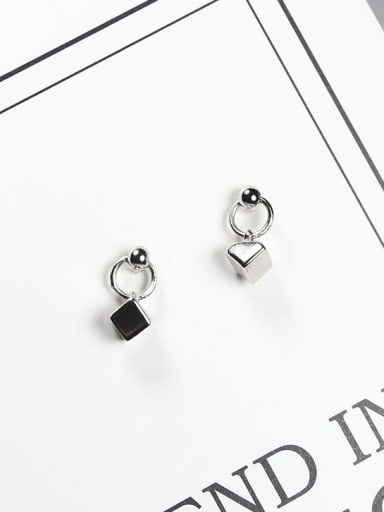 Tiny Geometrical Cube 925 Silver Stud Earrings