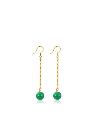 Copper Alloy Gold Plated Classical Jade Drop hook earring