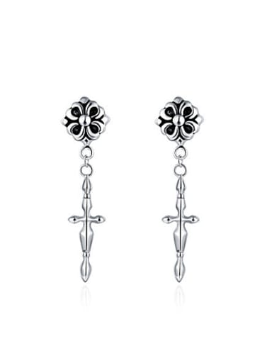 Personalized Cross Flower Drop Earrings
