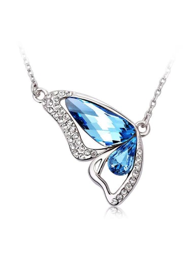 Women 18K Gold Butterfly Shaped Crystal Necklace