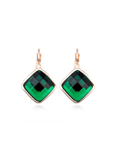 Green Square Shaped Austria Crystal Stud Earrings