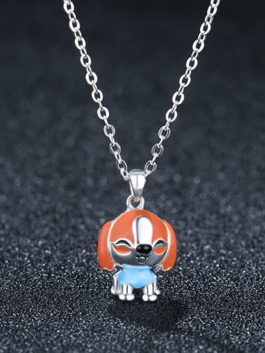 custom 925 Sterling Silver With Platinum Plated Cute Animal Dog Necklaces