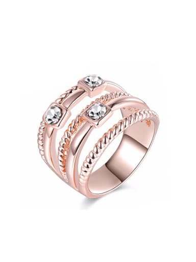 Fashionable Rose Gold Plated Multi Layer Alloy Ring