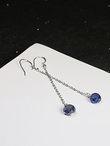 Simple Blue Crystal Drop Earrings