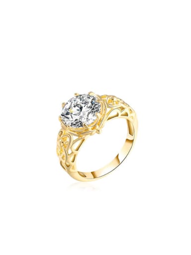 Delicate 18K Gold Plated Hollow Design Rhinestone Ring