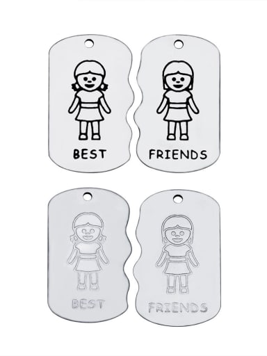 Stainless Steel With Lady Irregular With best friends words Charms