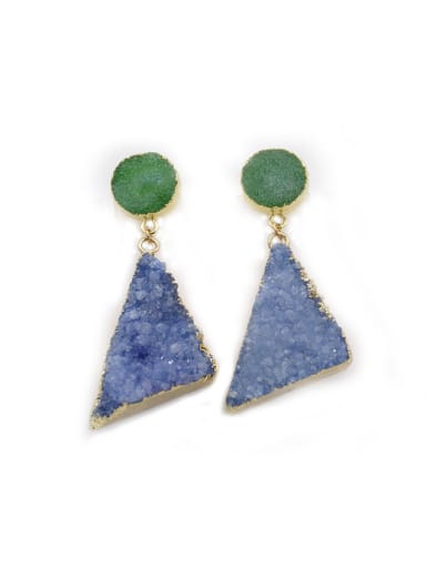 Fashion Triangle Round Natural Crystals Earrings