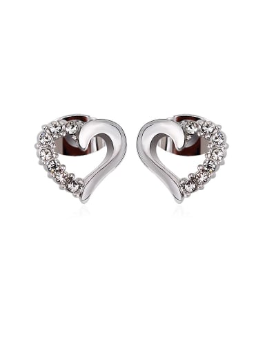 18K White Gold Heart-shaped Crystal stud Earring