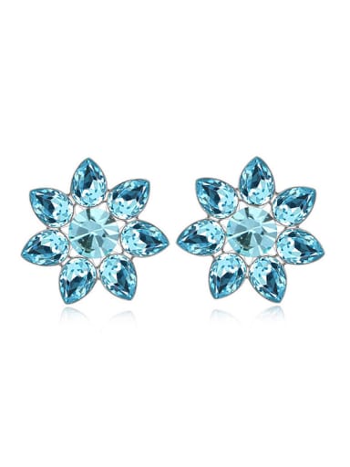 Fashion austrian Crystals Flowery Stud Earrings