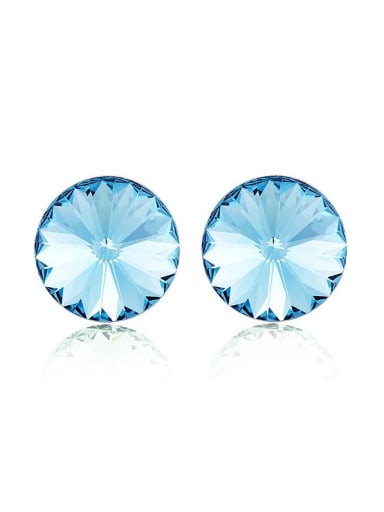 18K White Gold Austria Crystal Round Shaped stud Earring