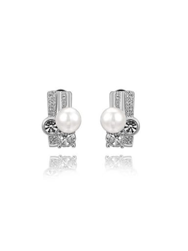 Exquisite Geometric Shaped Artificial Pearl Clip On Earrings