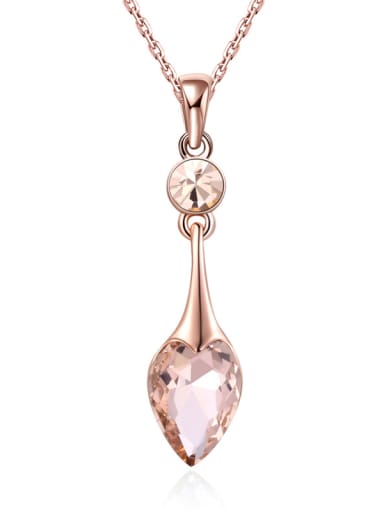 Elegant Rose Gold Plated Heart Shaped Glass Bead Necklace