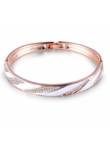 Delicate Rose Gold Plated Crystal Enamel Bangle