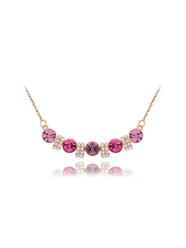 Fuchsia Austria Crystal Rose Gold Plated Necklace