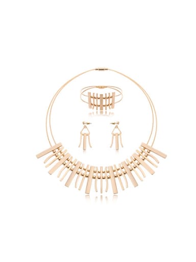 Alloy Imitation-gold Plated Fashion Irregular shape and Beads Three Pieces Jewelry Set