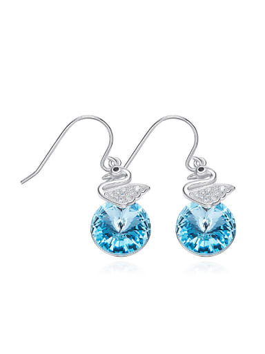 Fashion Little Zirconias-studded Swan Blue austrian Crystal 925 Silver Earrings