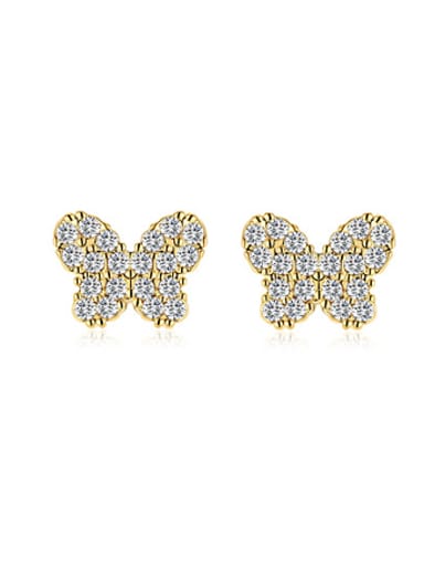 18K Gold Butterfly Shaped Zircon stud Earring