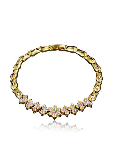 Elegant 18K Gold Plated Flower Shaped Zircon Bracelet
