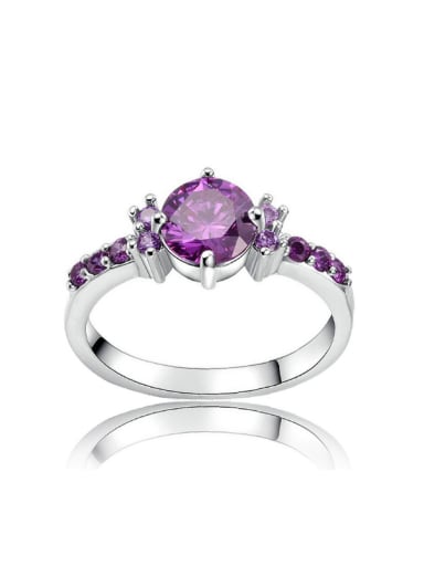Fashion Cubic Purple AAA Zircon Copper Ring