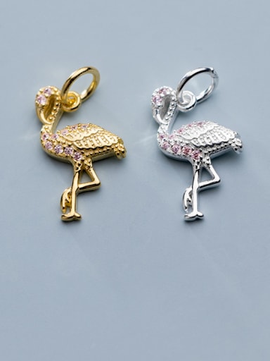 925 Sterling Silver With  Cubic Zirconia  Personality Red-Crowned Crane Pendants