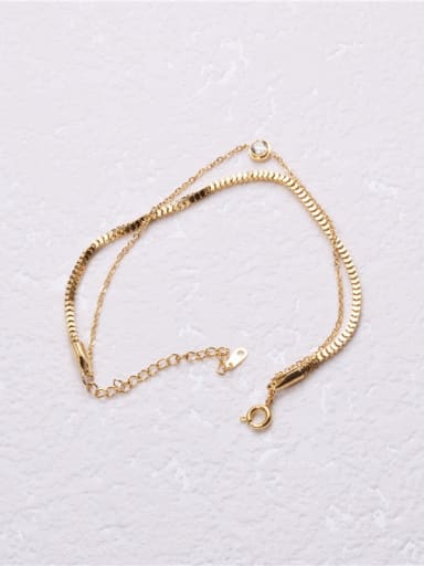 Titanium With Gold Plated Simplistic Double Layer Chain Bracelets